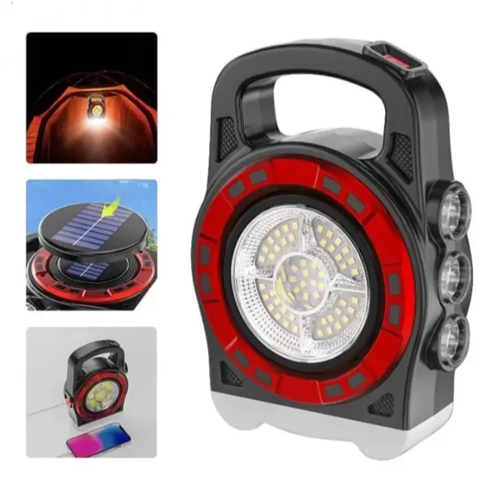P-6678c Dış Mekan Solar Şarj Işığı Çok Fonksiyonlu Projektör Hazine Güçlü Işık El Feneri