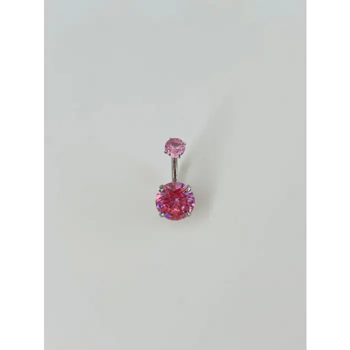 Pembe Taşlı Göbek Piercing - Pg0037