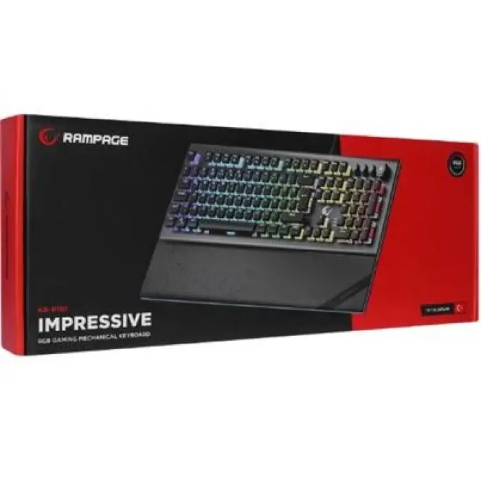 Rampage KB-R101 IMPRESSIVE Gri-Siyah USB RGB Aydınlatmalı İnce Tasarım Red Switch Oyuncu Klavyesi