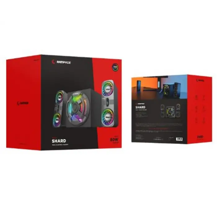 Rampage RMS-311 SHARD 2+1 80W Siyah USB,FM,Bluetooth,HMDI,Optica Rgb Işıklı Speaker