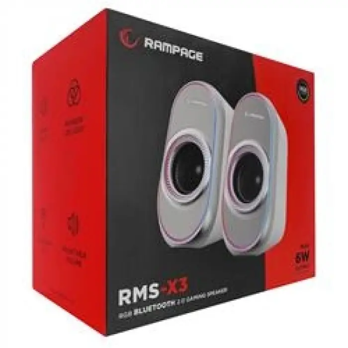 Rampage RMS-X3 2.0 6W Bluetooth Özellikli Beyaz Multimedia RGB Işıklı Gaming USB Speaker