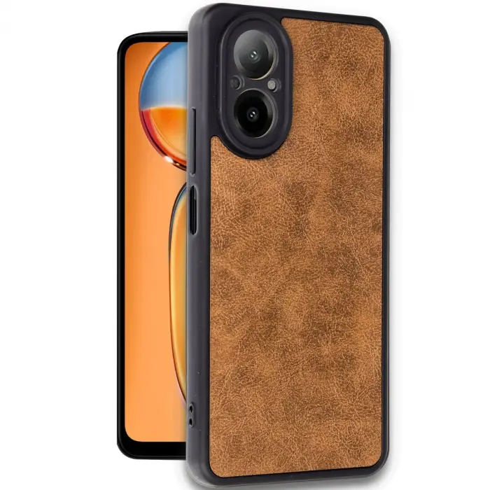 Realme 12 Lite Kılıf Aras Deri Kapak - Taba