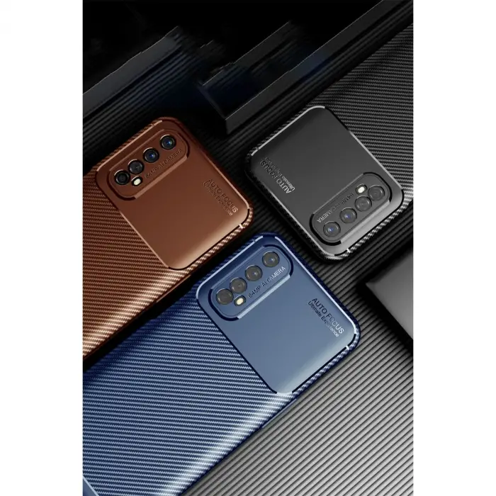 Realme 7 Kılıf Auto Focus Karbon Kapak - Siyah