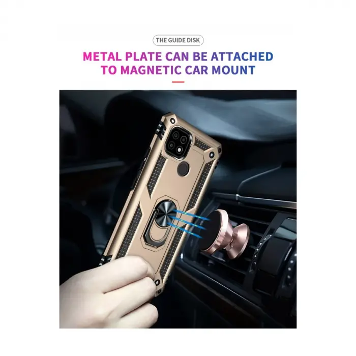 Realme C21 Kılıf Sofya Yüzüklü Silikon Kapak - Gold