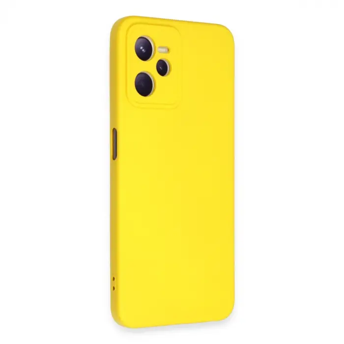 Realme C35 Kılıf Nano İçi Kadife Silikon - Sarı