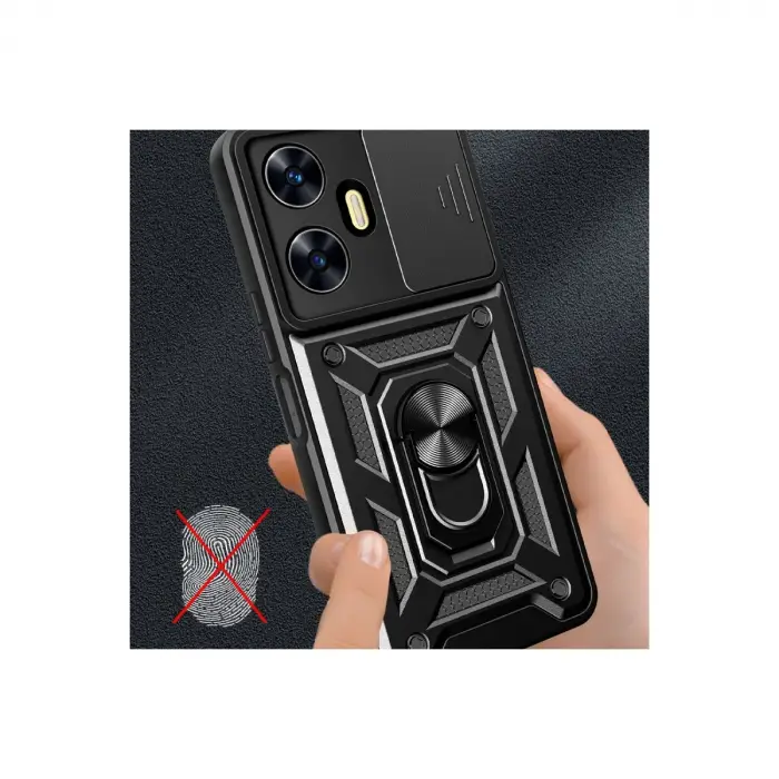 Realme C55 Kılıf Pars Lens Yüzüklü Silikon - Kırmızı