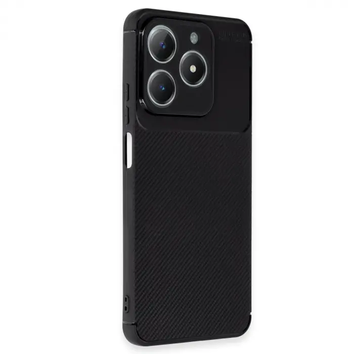Realme C61 Kılıf Auto Focus Karbon Kapak - Siyah