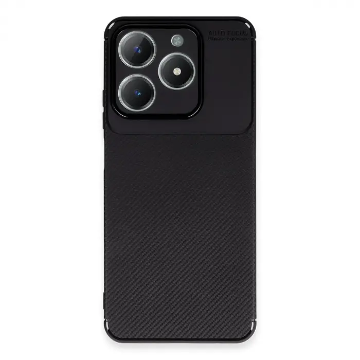 Realme C61 Kılıf Auto Focus Karbon Kapak - Siyah