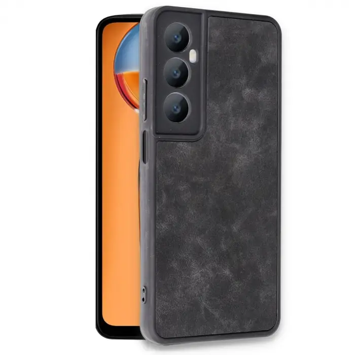 Realme C65 Kılıf Aras Deri Kapak - Siyah