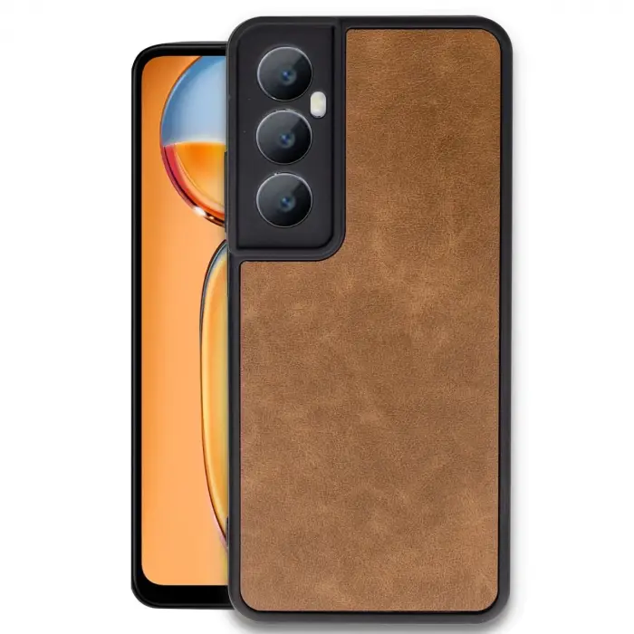 Realme C65 Kılıf Aras Deri Kapak - Taba