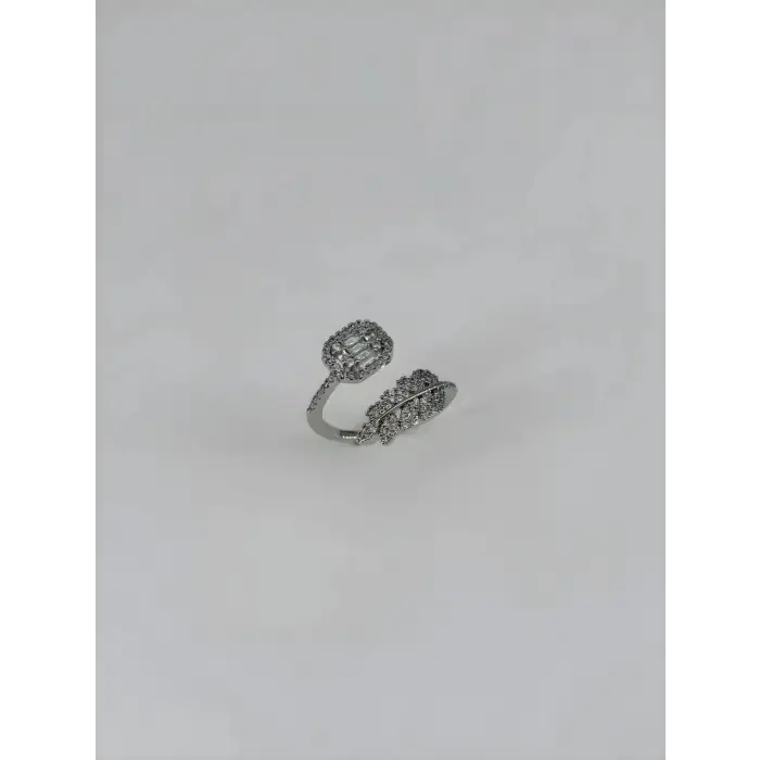 Ayarlanabilir Rodyum Zirkon Taşlı Pirinç Bijuteri Yüzük - Yz0158