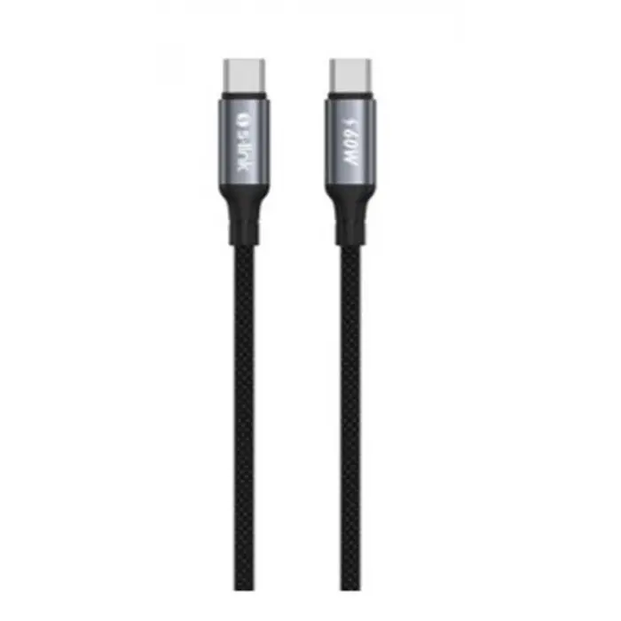 S-link Armor CC-01 60W 1.2m Type-C to Type-C PD Örgülü Metal Başlıklı Siyah Hızlı Şarj Kablosu