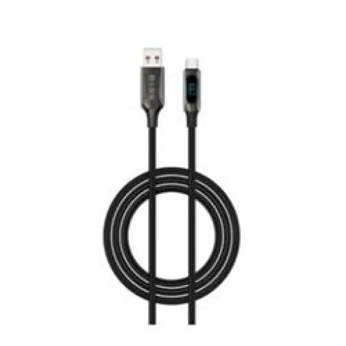 S-link Armor LED UC-066 66W 1m USB to Type-C PD Örgülü LED Başlıklı Siyah Hızlı Şarj Kablosu