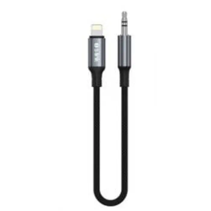 S-link Armor ML-01 1.2m Lightning to M AUX Örgülü Metal Başlıklı Siyah Ses Kablosu