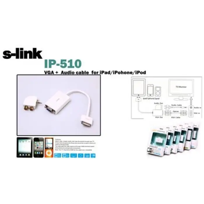 S-link IP-510 Ipad To Vga Ve Audio Adaptör (KDO)