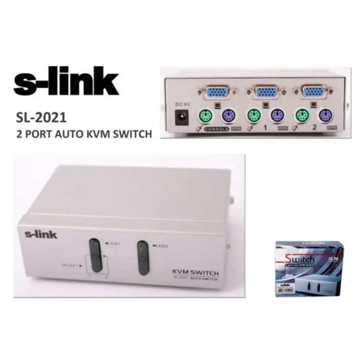 S-link SL-2021 2pc-1mn vga+ps-2 Manuel Kablolu Kvm Switch (KDO)