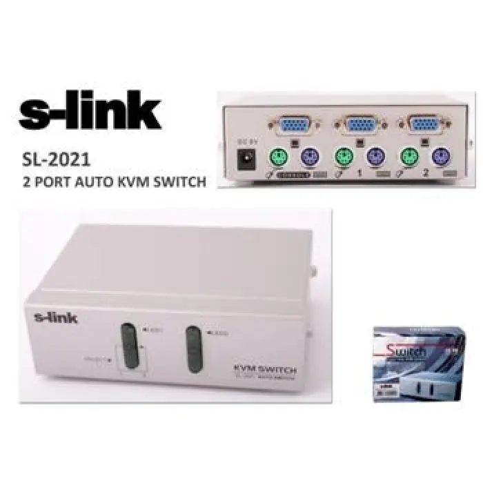 S-link SL-2021 2pc-1mn vga+ps-2 Manuel Kablolu Kvm Switch (KDO)