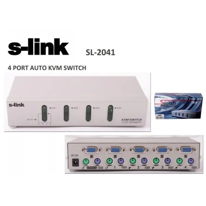 S-link SL-2041 4pc-1mn vga+ps-2 Otomatik Kvm Switch (KDO)