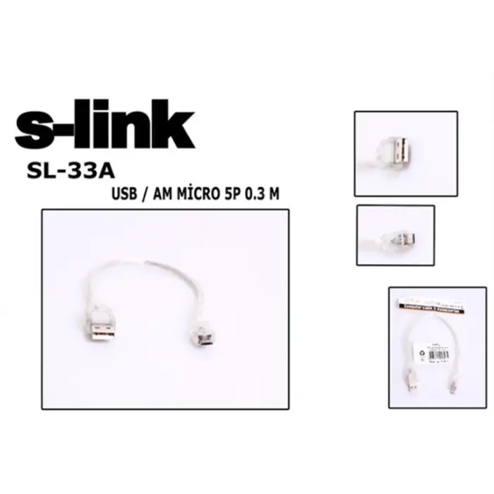 S-link SL-33A 0.3m USB AM-MICRO5P Kablosu (KDO)