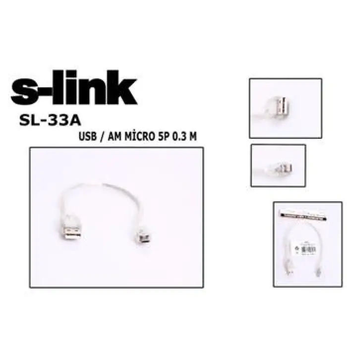 S-link SL-33A 0.3m USB AM-MICRO5P Kablosu (KDO)