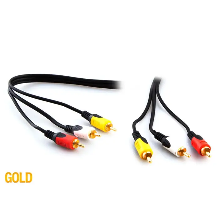 S-link SL-RCA10 3RCA To 3RCA 10m Gold Kablo (KDO)