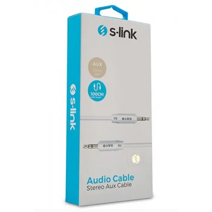 S-link SL-SP70 1m Beyaz 3.5mm Stereo Ses Kablosu (KDO)