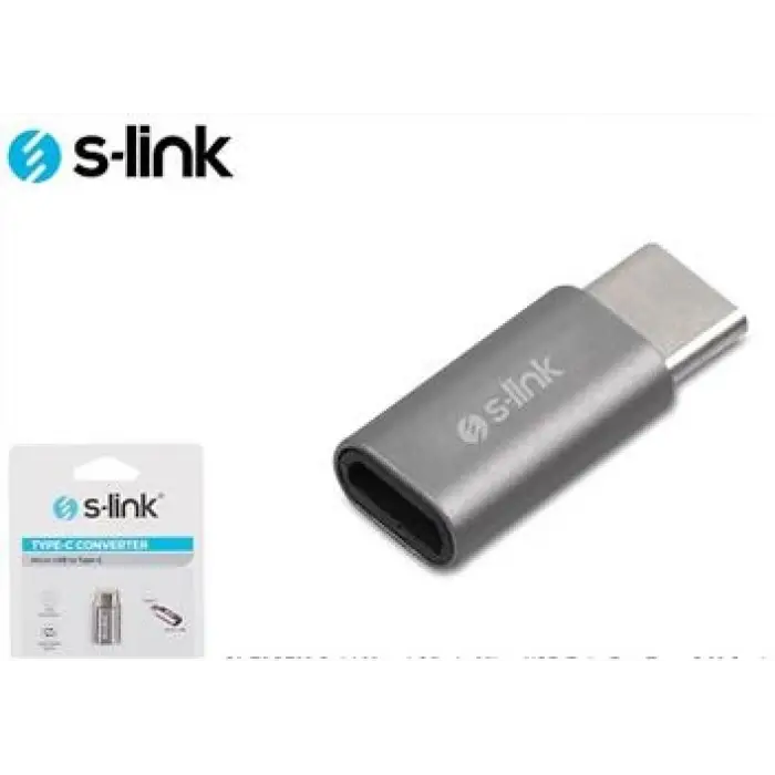 S-link SL-TA25M Gümüş Metal Gövde MicroUSB 5pin F to Type C M Çevirici (KDO)