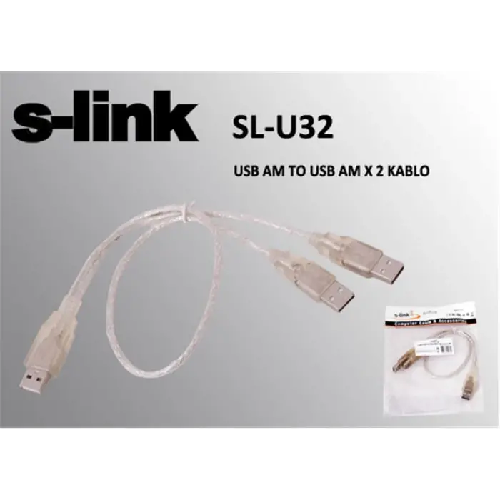 S-link SL-U32 Usb 2.0 Usb Erkek To 2x Usb Erkek 0.60cm Kablo (KDO)