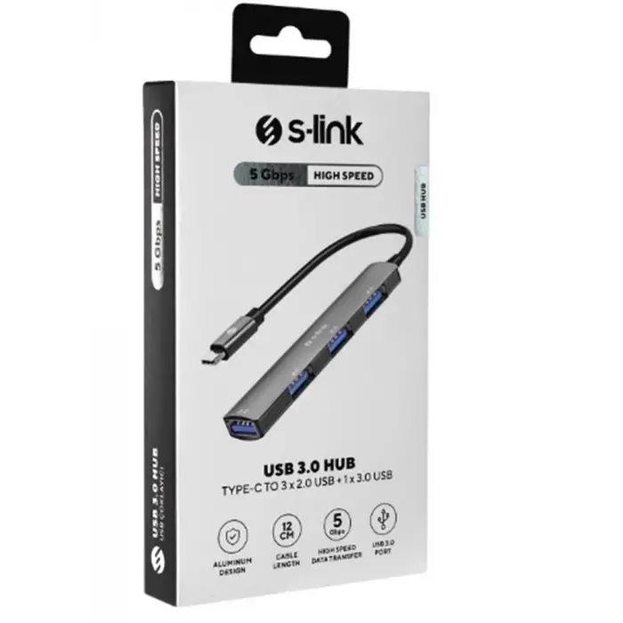 S-link SW-U324 3-USB2.0, 1-USB3.0 Type-C Metal USB Hub (KDO)