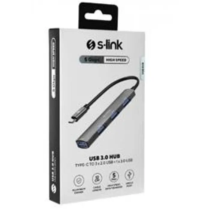 S-link SW-U324 3-USB2.0, 1-USB3.0 Type-C Metal USB Hub (KDO)