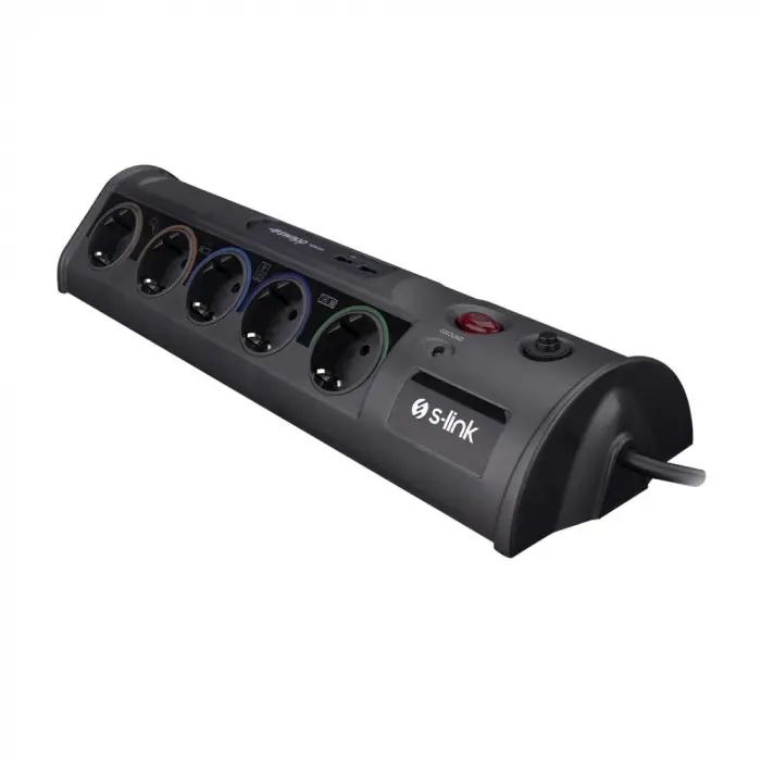 S-link SWV-PRZ010 1.8M 1860 Joule 1.5mm 1 Usb 1 Type C 2.1A-5V 16A 250V 3680W 10lu Akım Kor.Priz