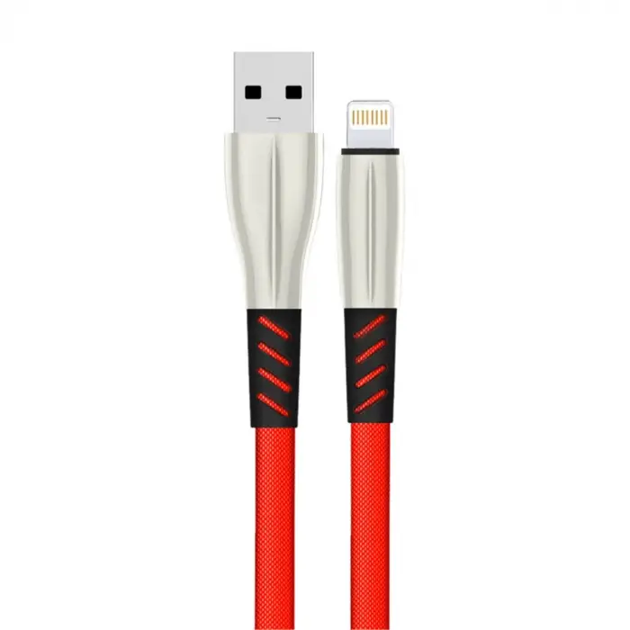 S89 Metal Uçlu Lightning Kablo İphone Uyumlu 1m 2.4a - Kırmızı
