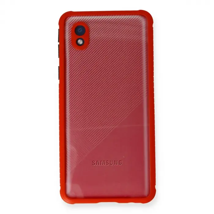 Samsung Galaxy A01 Core Kılıf Miami Şeffaf Silikon - Kırmızı