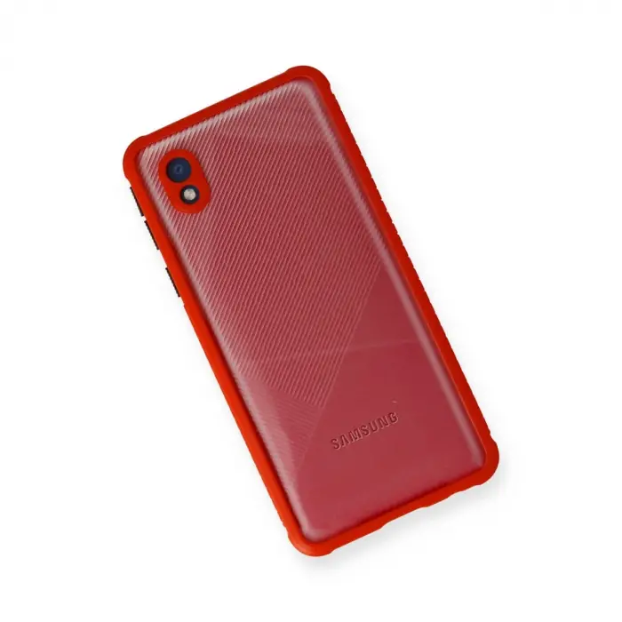 Samsung Galaxy A01 Core Kılıf Miami Şeffaf Silikon - Kırmızı