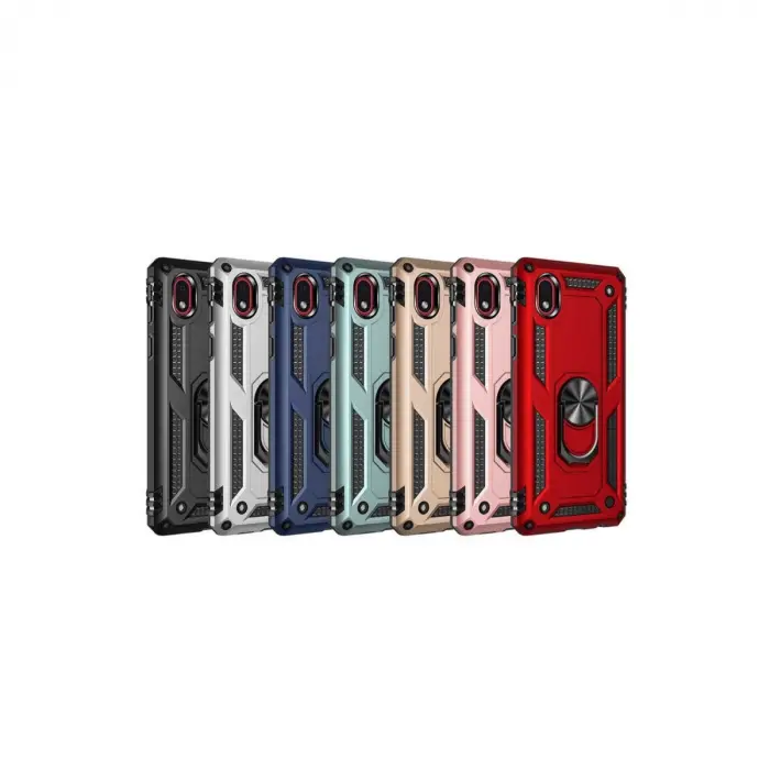 Samsung Galaxy A01 Core Kılıf Sofya Yüzüklü Silikon Kapak - Gümüş