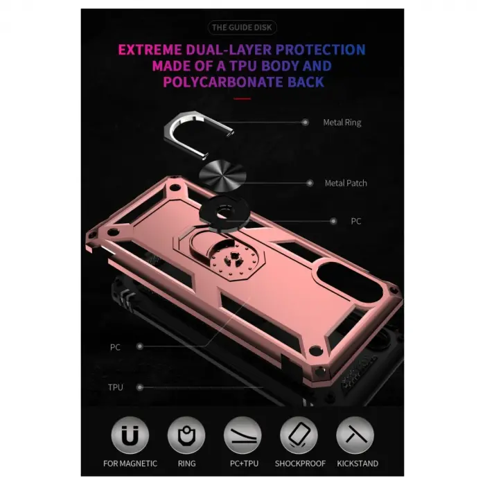 Samsung Galaxy A02 Kılıf Sofya Yüzüklü Silikon Kapak - Rose