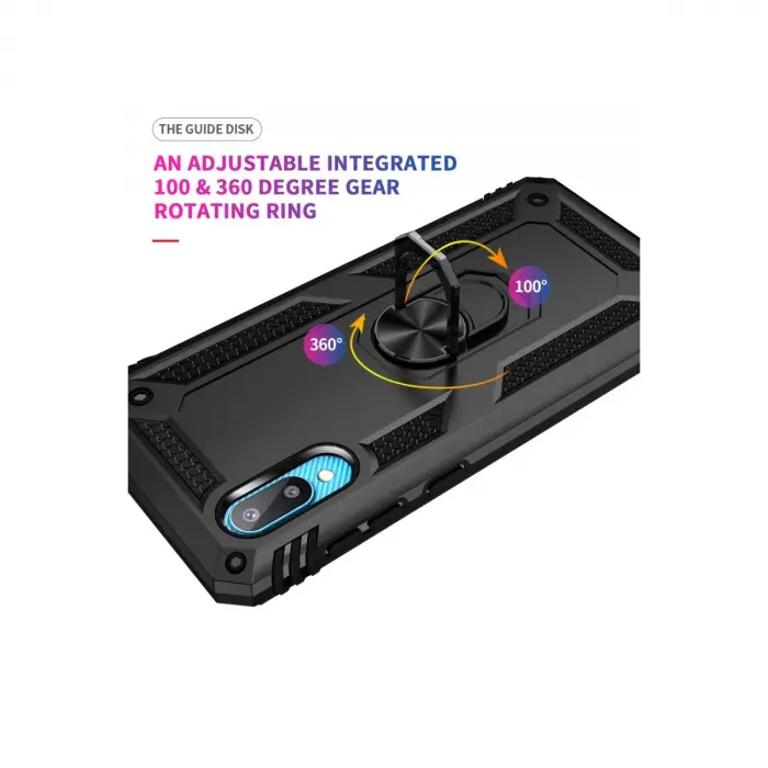 Samsung Galaxy A02 Kılıf Sofya Yüzüklü Silikon Kapak - Siyah