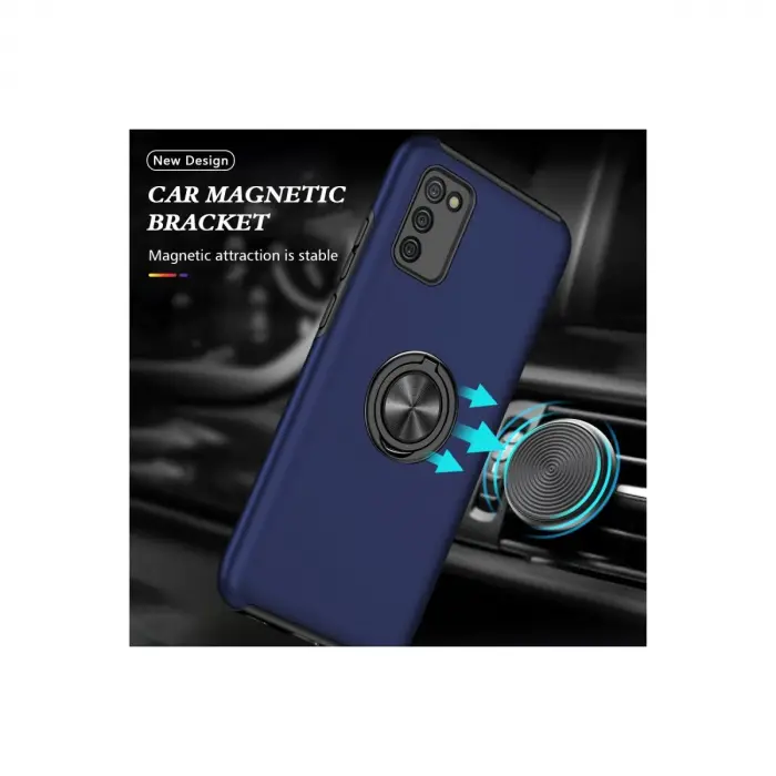 Samsung Galaxy A02s Kılıf Elit Yüzüklü Kapak - Lacivert