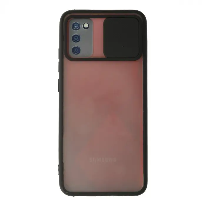 Samsung Galaxy A02s Kılıf Palm Buzlu Kamera Sürgülü Silikon - Siyah