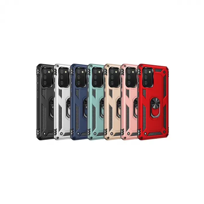 Samsung Galaxy A02s Kılıf Sofya Yüzüklü Silikon Kapak - Siyah