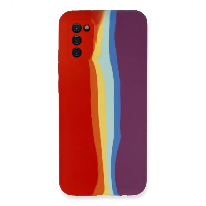 Samsung Galaxy A03s Kılıf Ebruli Lansman Silikon - Kırmızı-mor