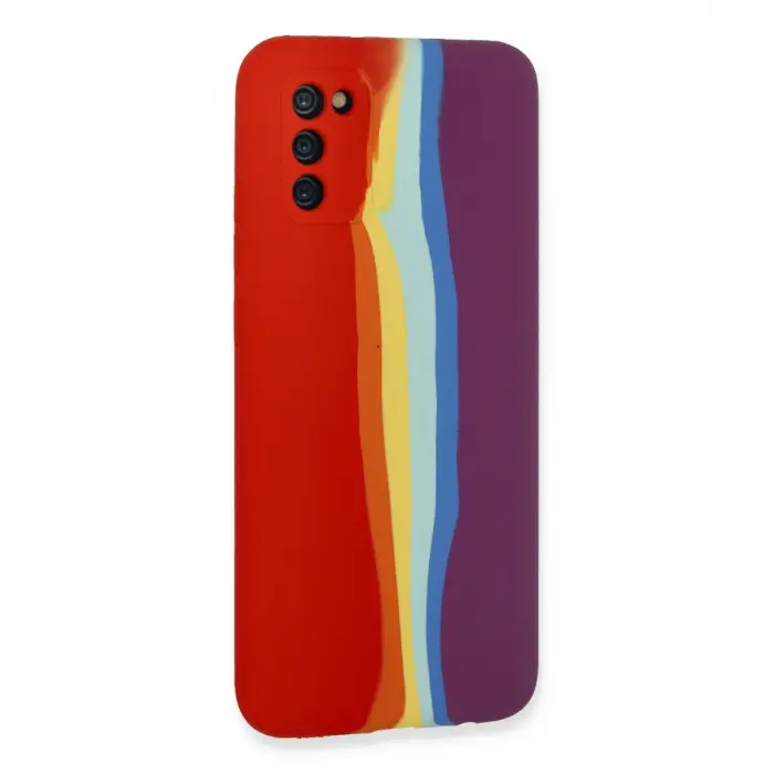 Samsung Galaxy A03s Kılıf Ebruli Lansman Silikon - Kırmızı-mor