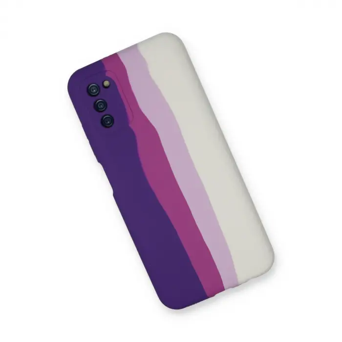 Samsung Galaxy A03s Kılıf Ebruli Lansman Silikon - Mor-beyaz
