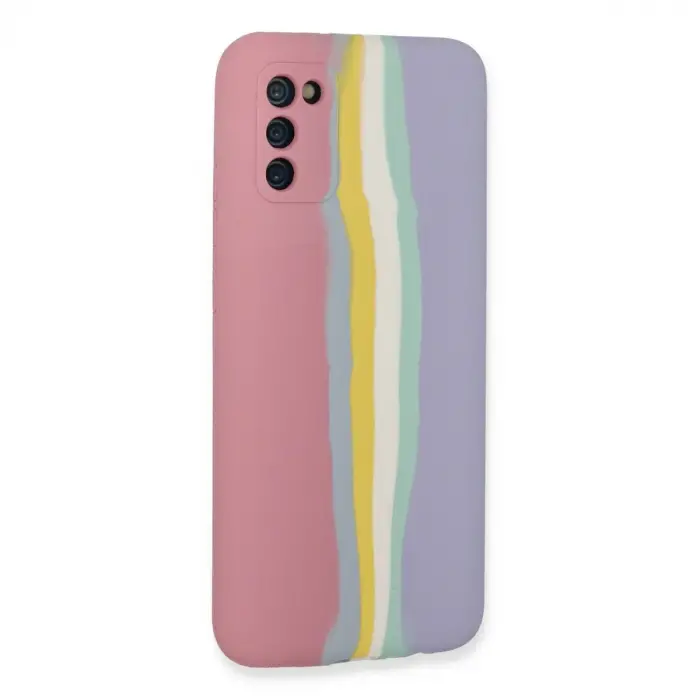 Samsung Galaxy A03s Kılıf Ebruli Lansman Silikon - Pembe-lila