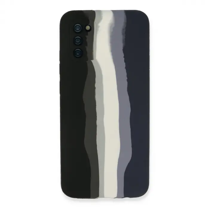Samsung Galaxy A03s Kılıf Ebruli Lansman Silikon - Siyah-lacivert