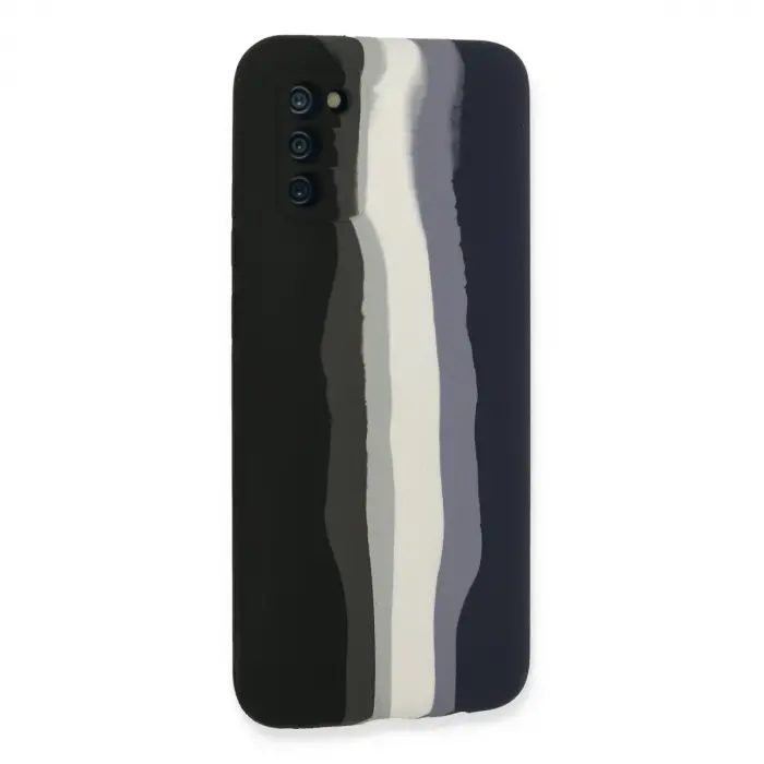 Samsung Galaxy A03s Kılıf Ebruli Lansman Silikon - Siyah-lacivert