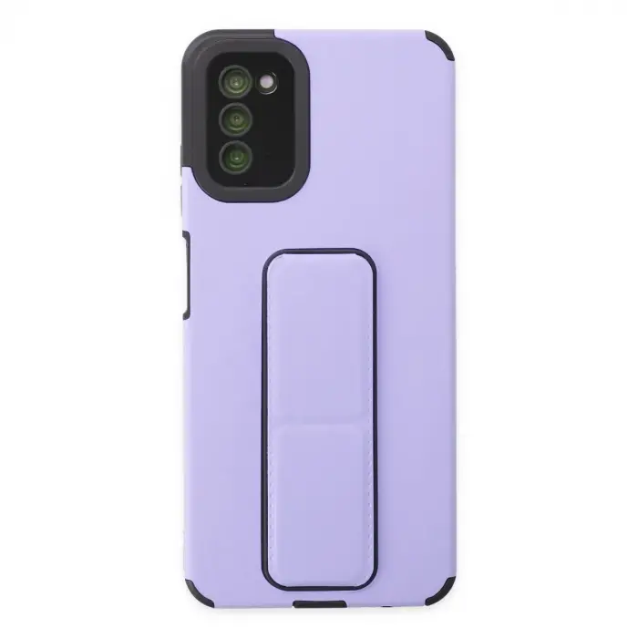Samsung Galaxy A03s Kılıf Mega Standlı Silikon - Lila