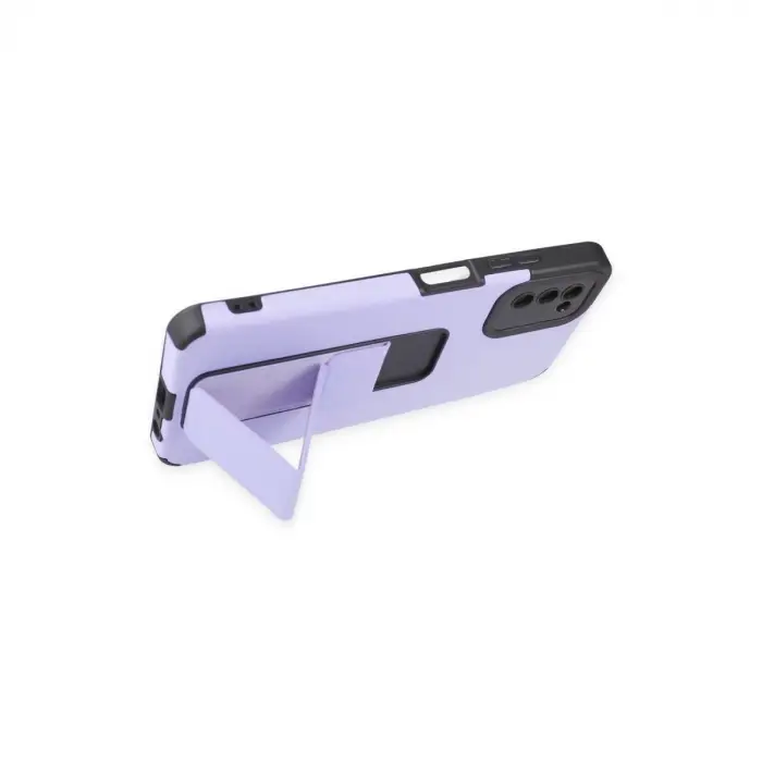 Samsung Galaxy A03s Kılıf Mega Standlı Silikon - Lila
