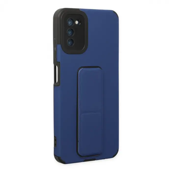 Samsung Galaxy A03s Kılıf Mega Standlı Silikon - Mavi