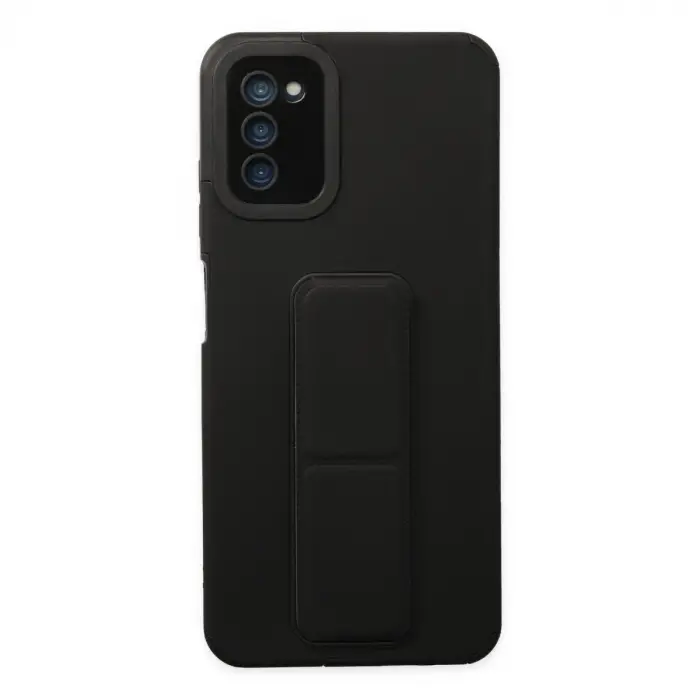 Samsung Galaxy A03s Kılıf Mega Standlı Silikon - Siyah